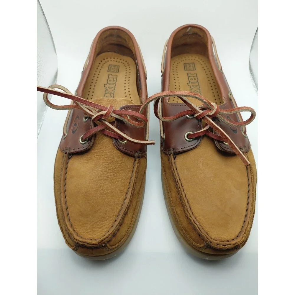 Vintage Dexter Mens Navigator II Boat Shoes 7.5M Tan Leather Casual Deck Loafers